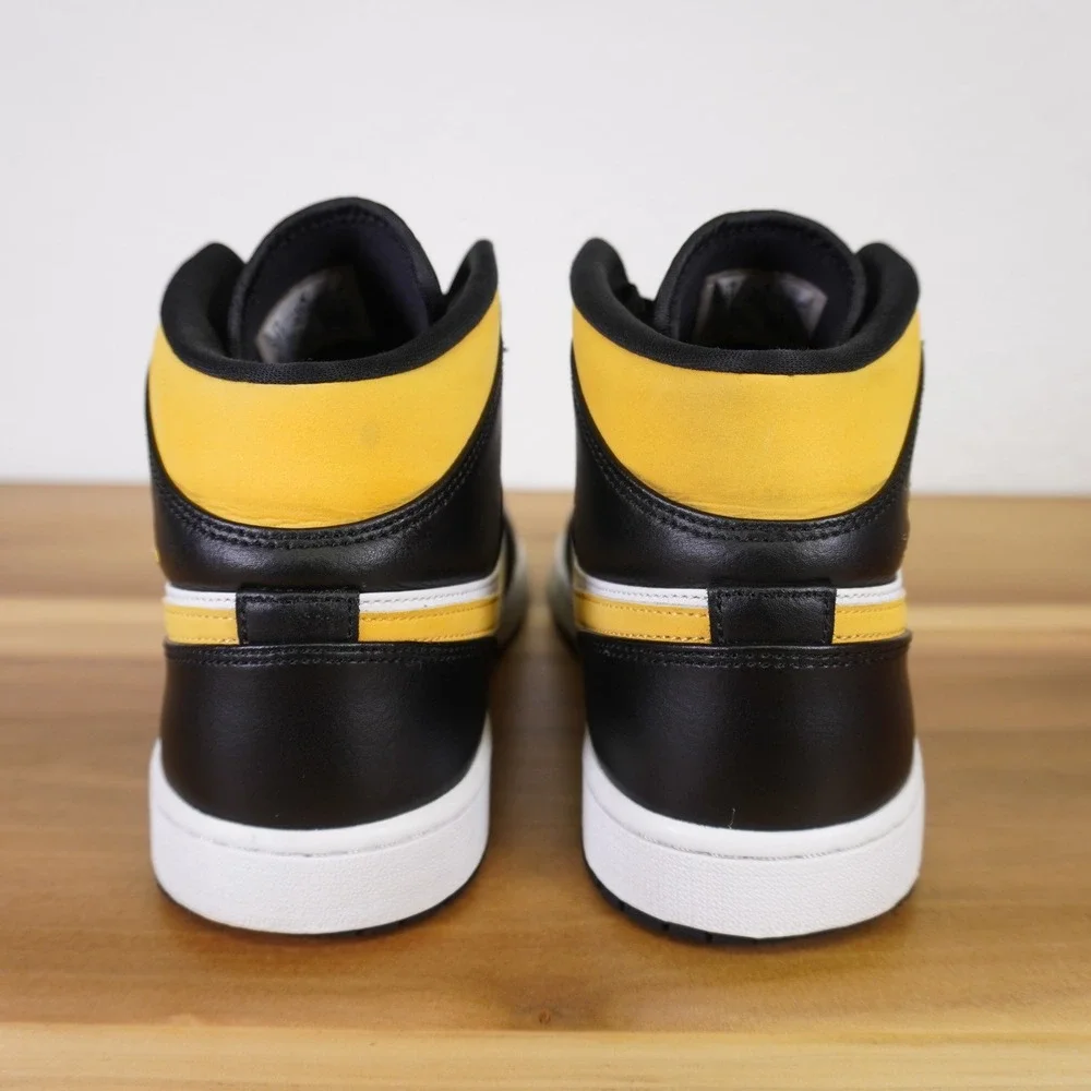 Nike Air Jordan 1 Mid Mens 11 University Gold Black White Sneakers 554724-177